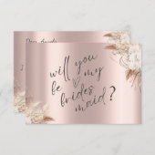Chic Boho Blume Rose Gold Bridesmaid Card Einladung (Vorne/Hinten)