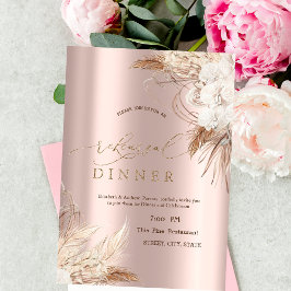 Chic Boho Blume Rose Gold Probe Abendessen Einladung
