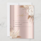 Chic Boho Blume Rose Gold Wedding RSVP Einladung (Vorderseite)