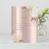 Chic Boho Blume Rose Gold Wedding RSVP Einladung (Stehend Vorderseite)