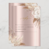 Chic Boho Blume Rose Gold Wedding RSVP Einladung (Vorne/Hinten)