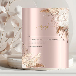 Chic Boho Blume Rose Gold Wedding RSVP Einladung