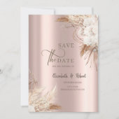 Chic Boho Blume Rose Gold Wedding Save the Date (Vorderseite)