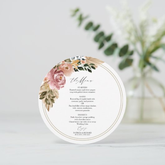 Chic Boho Blumenkarte Einladung (Stehend Vorderseite)