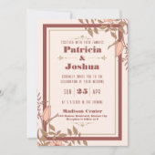 Chic Boho Blush Beige Retro Hochzeit Einladung (Vorderseite)