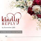 Chic Boho Blush Gold Flowers Wedding RSVP Karte