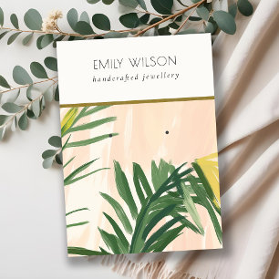 Chic Boho Blush Green Tropical Palm Blätter Earrin Visitenkarte