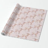 Chic Boho Blush Pink Deer Geschenkpapier (Ungerollt)