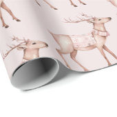 Chic Boho Blush Pink Deer Geschenkpapier (Rolleneckpunkt)