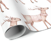 Chic Boho Blush Pink White Deer Geschenkpapier (Rolleneckpunkt)
