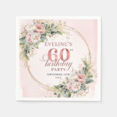 Chic Boho Blush Rosa Grün 60. Geburtstag Serviette (Vorderseite)