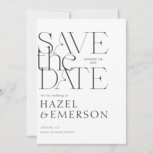 Chic Boho Bold Typografy Foto Save the Date Einladung (Vorderseite)