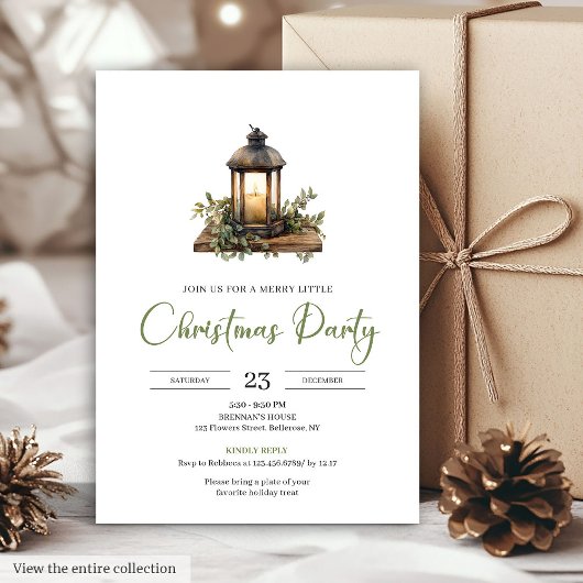 Chic Boho Botanical Earthy Holiday Party Invites Einladung