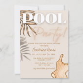 Chic Boho Brautparty Beige Pool Party Einladung (Vorderseite)