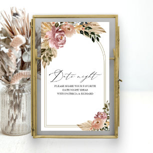 Chic Boho Brautparty Date Night Jar Sign Poster