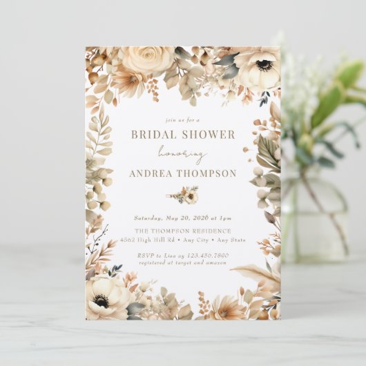 Chic Boho Brautparty Einladung (Stehend Vorderseite)