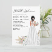 Chic Boho Brautparty Wedding Dress Black Hair Einladung (Stehend Vorderseite)