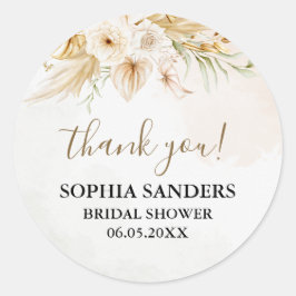 Chic Boho Bridal shower with Beige and Yellow  Runder Aufkleber