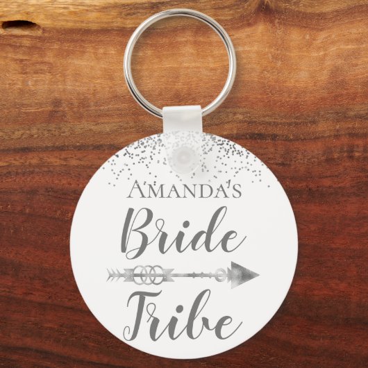 Chic Boho Bride Stamm Glittery Personalisiert Schlüsselanhänger (Vorderseite)