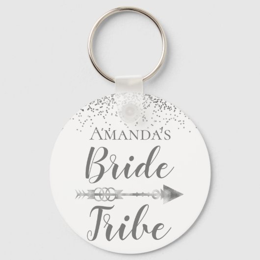 Chic Boho Bride Stamm Glittery Personalisiert Schlüsselanhänger (Rückseite)