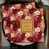 Chic Boho Burgundy Blush Gold Wedding Napkins Serviette