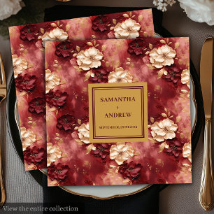 Chic Boho Burgundy Blush Gold Wedding Napkins Serviette