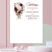 Chic Boho Burgundy White Wedding Background Poster Wandteppich