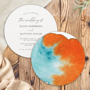 Chic Boho Burnt Orange Watercolor Art Wedding Einladung