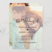 Chic Boho Calligraphy Script Foto Overlay Wedding Einladung (Vorne/Hinten)