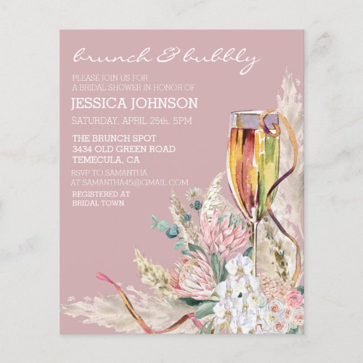 Chic Boho Champagne Brunch Bubbly Brautparty (Vorderseite)