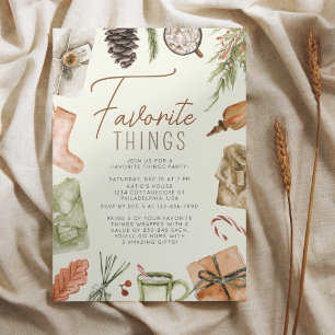 Chic Boho Cosy Holiday Favorite Things Party Einladung