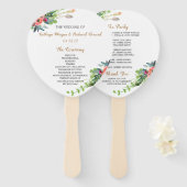 Chic Boho Country Floral Wedding Program Hand Fan Fächer (Vorne und Hinten)