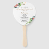 Chic Boho Country Floral Wedding Program Hand Fan Fächer (Vorderseite)