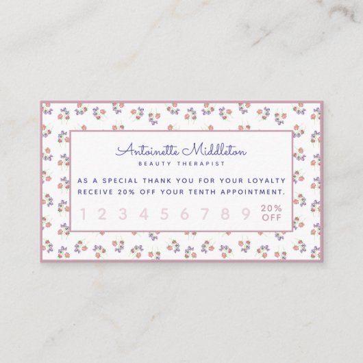 Chic Boho Custom Pink Lavender Floral Treuekarte (Vorderseite)