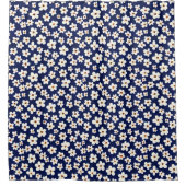 Chic Boho Daisies Dark Blue Pattern Duschvorhang (Vorderseite)