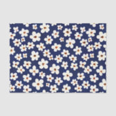 Chic Boho Daisies Dark Blue Pattern Seidenpapier (Vorderseite)