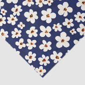 Chic Boho Daisies Dark Blue Pattern Seidenpapier (Ausschnitt)