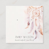 Chic Boho Dreamcatcher Wasserfarbenfrohe Anzeige Quadratische Visitenkarte (Vorderseite)