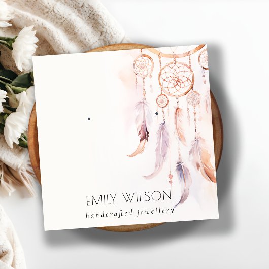 Chic Boho Dreamcatcher Wasserfarbenfrohe Anzeige Quadratische Visitenkarte
