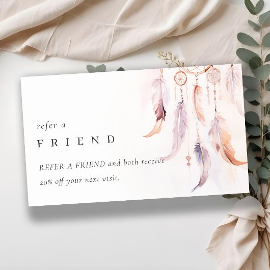 Chic Boho Dreamcatcher Watercolor Besichtigung der Visitenkarte