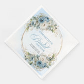 Chic boho dusty blue flowers eucalyptus gold party serviette (Ecke)
