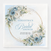 Chic boho dusty blue flowers eucalyptus gold party serviette (Vorderseite)