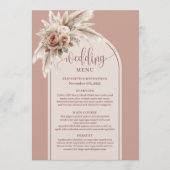 Chic Boho Dusty Pink Pampas Floral Wedding Menu Menükarte (Vorderseite)