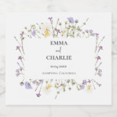 Chic boho einfache Wildblumen Hochzeit Alkoholflaschenetikett (Einzelnes Label)