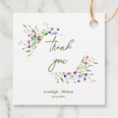 Chic boho einfache Wildblumen Hochzeit Geschenkanhänger (Rückseite)