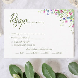 Chic boho einfache Wildblumen Hochzeit RSVP Karte