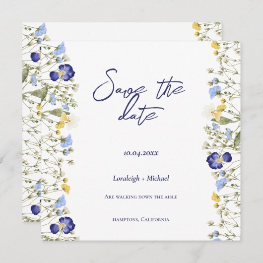 Chic boho einfache Wildblumen Hochzeit speichern d Save The Date (Vorne/Hinten)