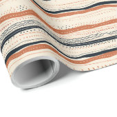 Chic Boho, ethnisch geometrisch, Marine rostig Elf Geschenkpapier (Rolleneckpunkt)