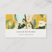 Chic Boho farbenfroh gelb Ocker gestrichen Blumen Visitenkarte (Vorderseite)