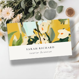 Chic Boho farbenfroh gelb Ocker gestrichen Blumen Visitenkarte